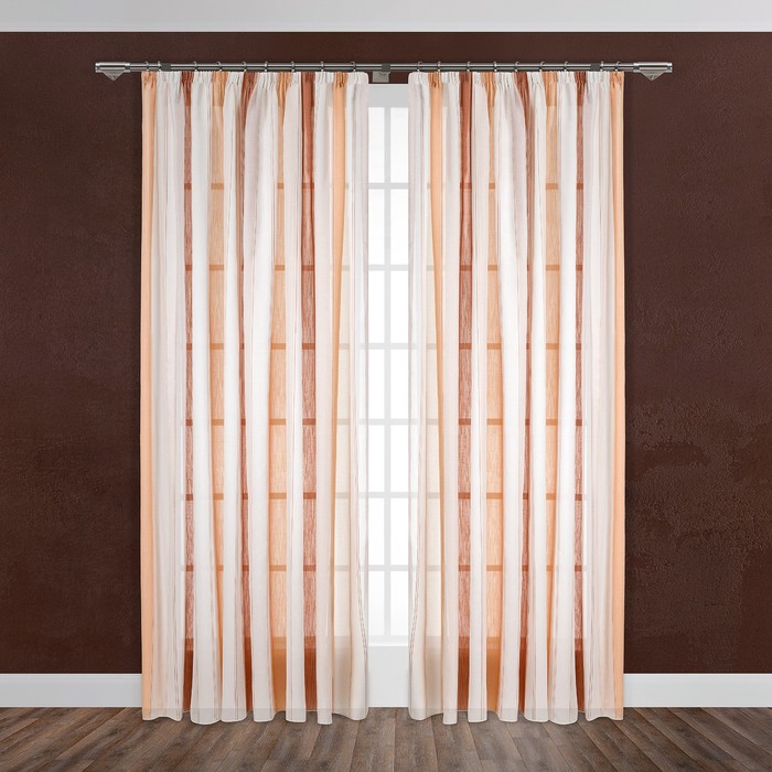 Тюль "Медан", размер 280х300 см-1 шт., шторная лента, цвет терракот