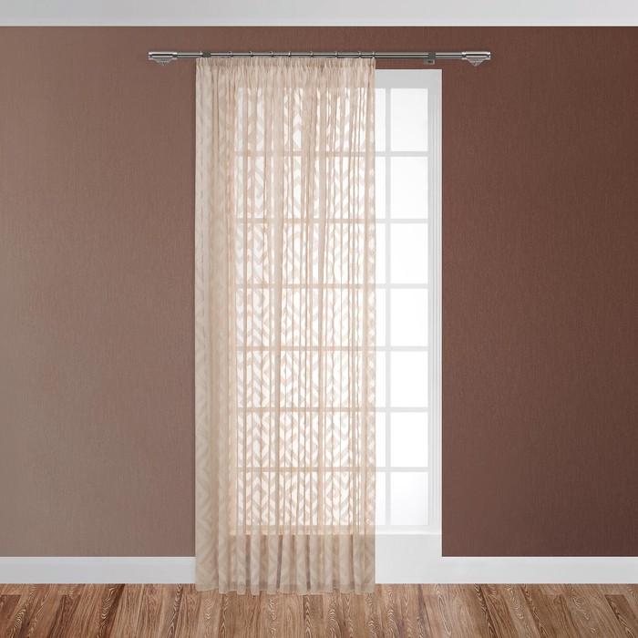 Тюль "Орио", размер 270х300 см-1 шт., шторная лента, цвет бежевый