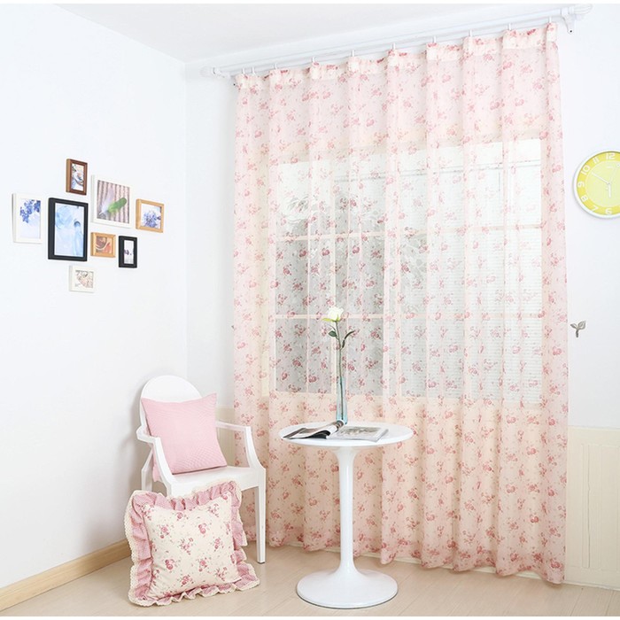 Тюль "Розали", размер 270х300 см-1 шт., шторная лента, цвет розовый