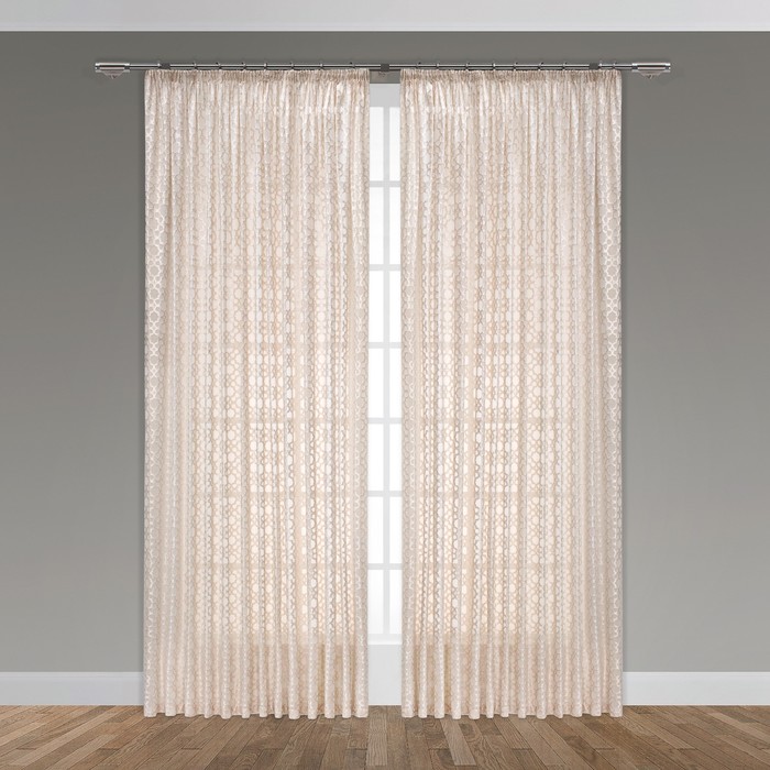 Тюль "Ронда", размер 270х300 см-1 шт., шторная лента, цвет экрю