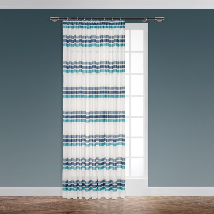 Тюль "Сальта", размер 280х300 см-1 шт., шторная лента, цвет голубой