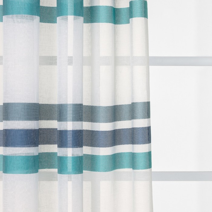 Тюль "Сальта", размер 280х300 см-1 шт., шторная лента, цвет голубой