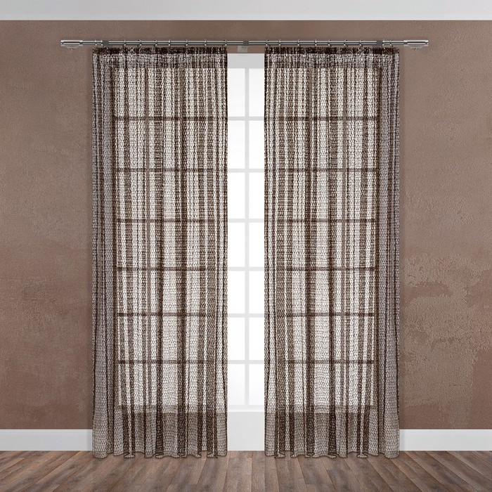 Тюль "Сахара", размер 280х300 см-1 шт., шторная лента, цвет коричневый