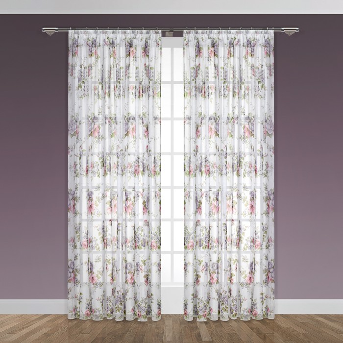 Тюль "Сиена", размер 260х300 см-1 шт., шторная лента, цвет серый