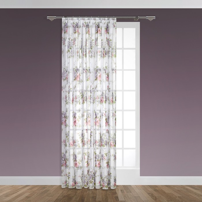 Тюль "Сиена", размер 260х300 см-1 шт., шторная лента, цвет серый