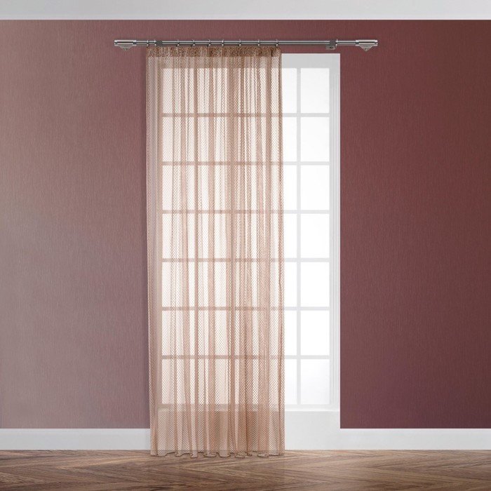 Тюль "Синай", размер 280х300 см-1 шт., шторная лента, цвет бежевый