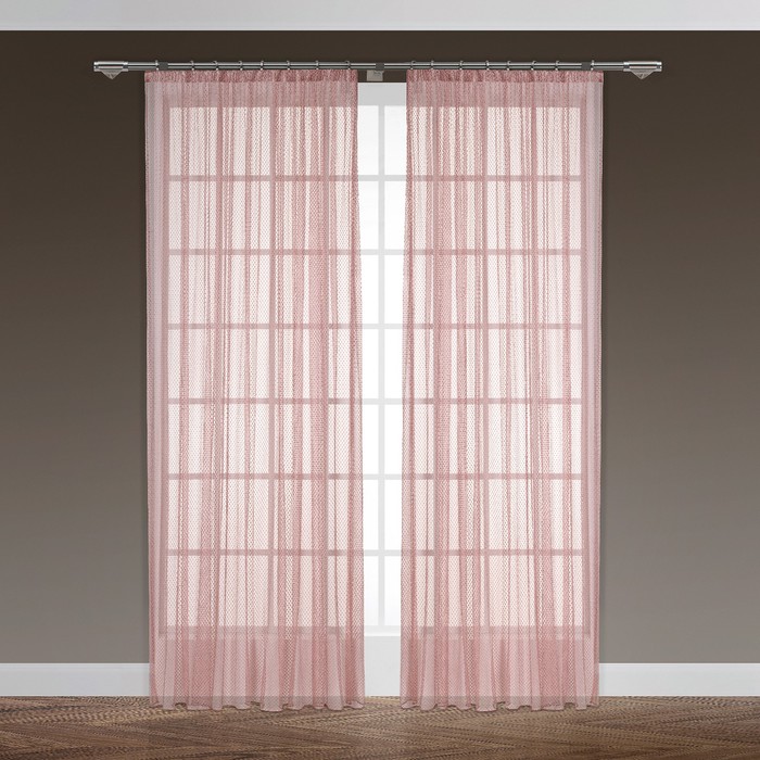 Тюль "Синай", размер 280х300 см-1 шт., шторная лента, цвет розовый