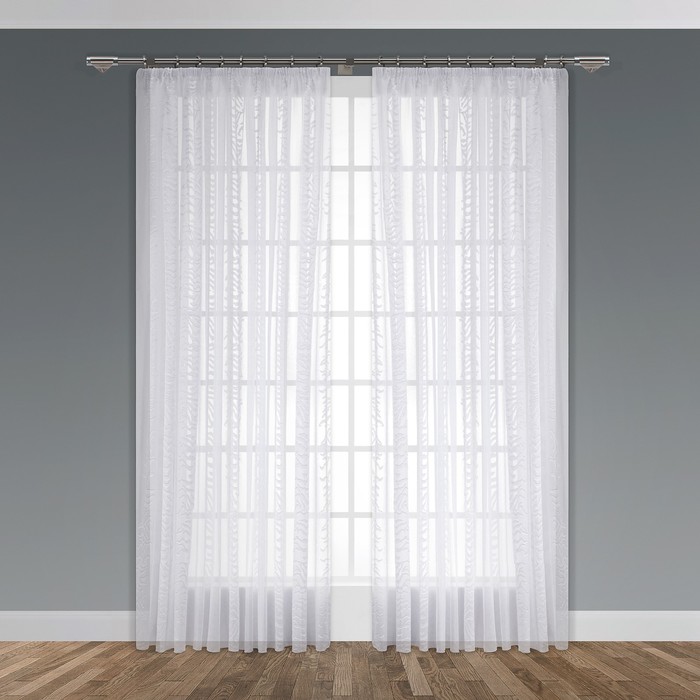 Тюль "Терра", размер 280х300 см-1 шт., шторная лента, цвет белый