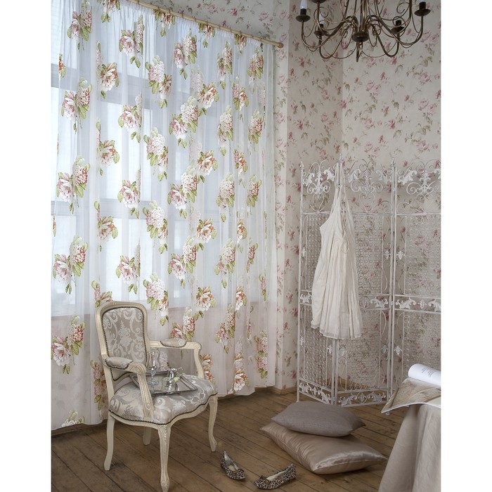 Тюль "Флоранс", размер 275х300 см-1 шт., шторная лента, цвет розовый