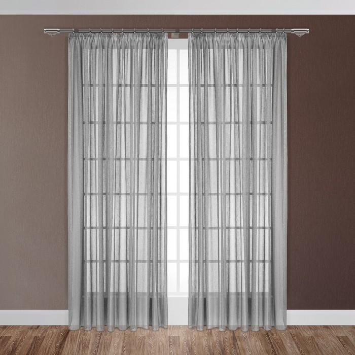 Тюль "Эмилия", размер 270х300 см-1 шт., шторная лента, цвет серый