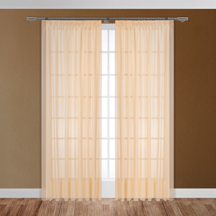 Тюль "Эмилия", размер 270х300 см-1 шт., шторная лента, цвет шампань