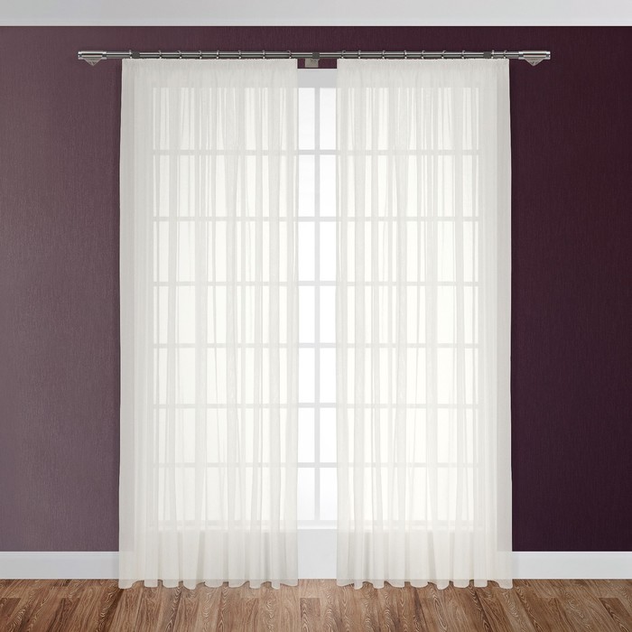 Тюль "Эмилия", размер 270х300 см-1 шт., шторная лента, цвет экрю