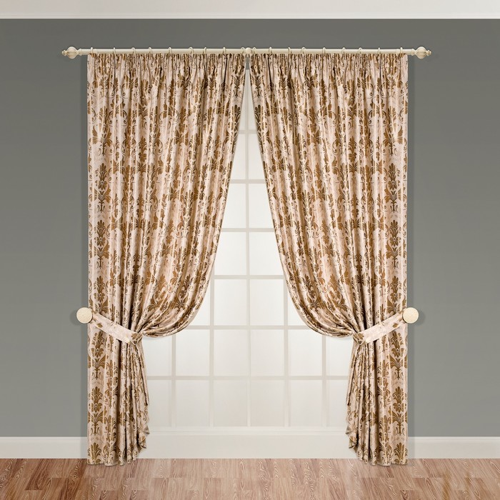Штора "Валенсия", размер 200х270 см-1 шт., 1 подхват, цвет золотой