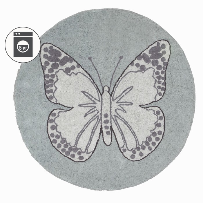 Ковёр круглый "Бабочка", диаметр 160 см, винтажный зелёный