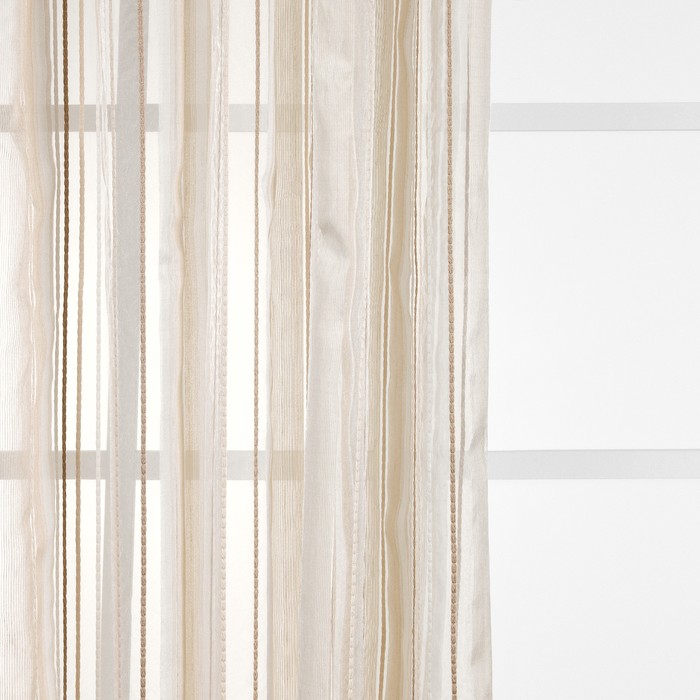 Тюль "Авеню", размер 270х300 см-1 шт., шторная лента, цвет бежевый