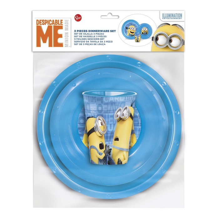 Набор посуды "Миньоны. Правила", 3 предмета: тарелка, миска, стакан
