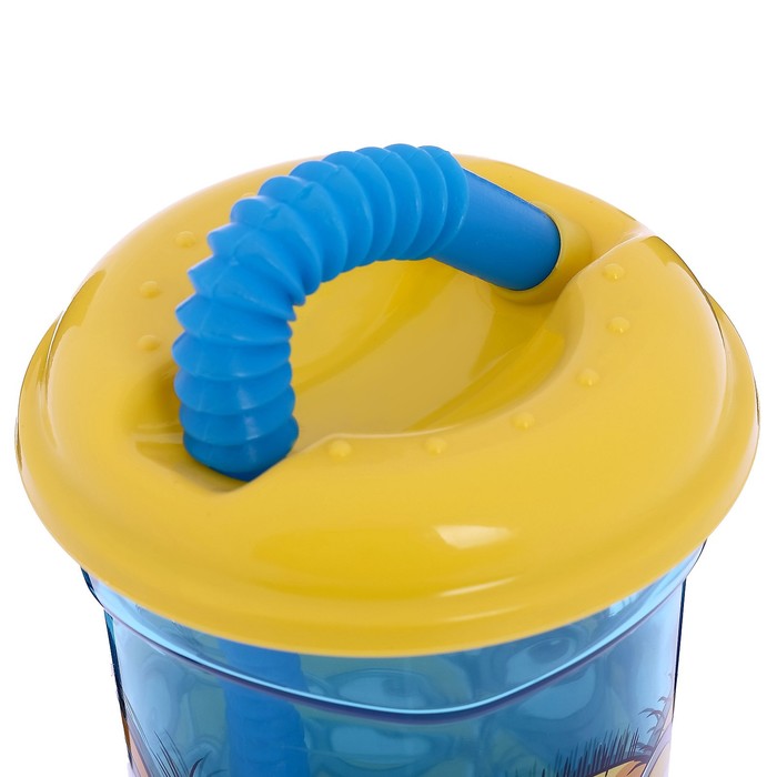 Стакан 400 мл "Миньоны. Правила" с соломинкой и крышкой, прозрачный