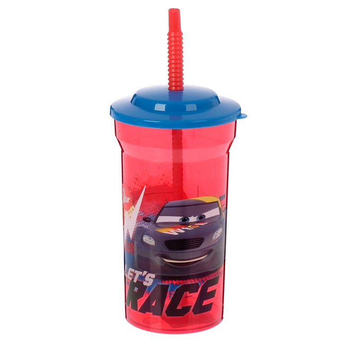 Стакан 460 мл "Тачки. Грани гонок", с соломинкой и крышкой