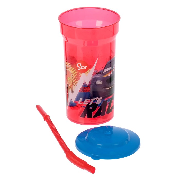 Стакан 460 мл "Тачки. Грани гонок", с соломинкой и крышкой