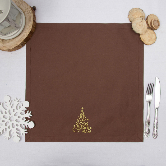 Набор салфеток "Этель" Волшебная ёлка, 40х40 цвет шоколад, 2 шт, с ВМГО хл, 200 гр/м²