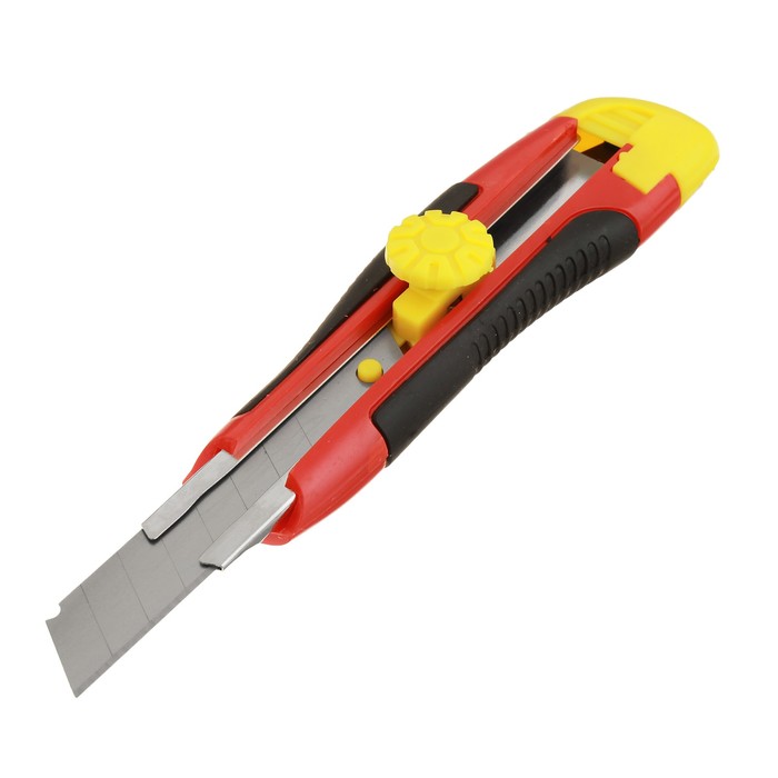 Нож универсальный Hobbi, прорезиненный корпус, винтовой фиксатор, усиленный, 18 мм