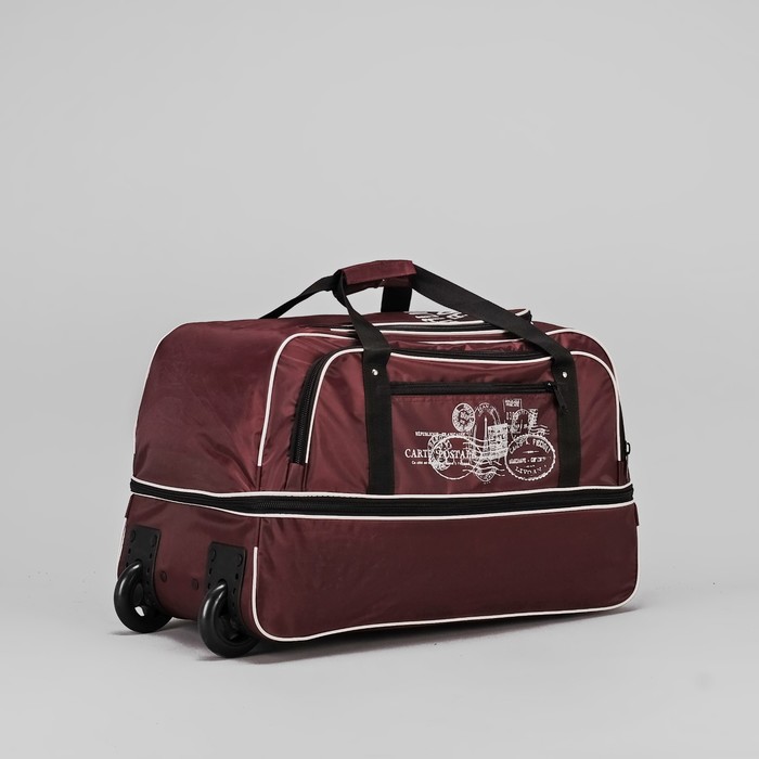 Сумка дорожная на колесах с расширением, отдел на молнии, 2 наружных кармана, цвет бордовый