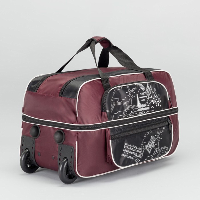 Сумка дорожная на колёсах, отдел на молнии, с расширением, 2 наружных кармана, тёмно-бордовый