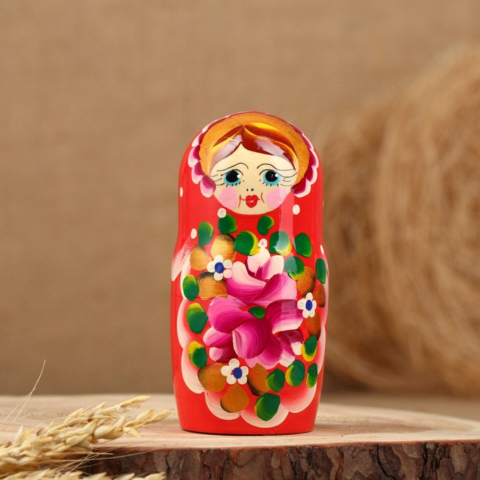 Матрёшка «Авдосья», красное платье, 5 кукольная, 18 см