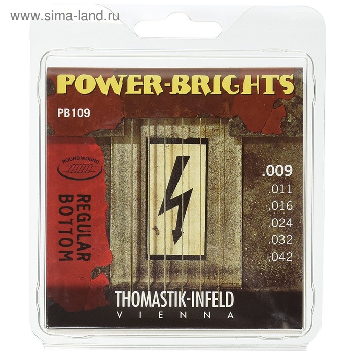 Струны для электрогитары Thomastik PB109 Power-Brights Regular Bottom 9-42 струны для электрогитары thomastik power brights rp111