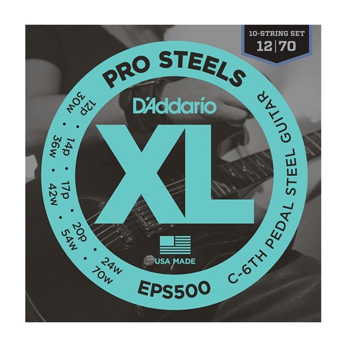 Струны D'Addario EPS500 ProSteels для 10-струнной педальной слайд-гитары, 12-70, C6,