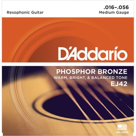 

Струны D'Addario EJ42 Resophonic для резонаторной (добро) гитары, ф/б, 16-56,