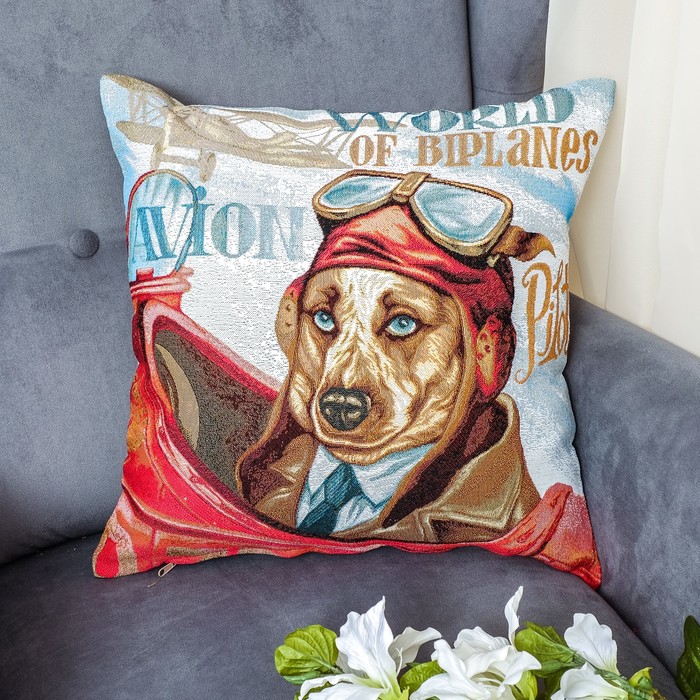 Наволочка из гобелена ГС Лётчик галстук 45*45, 370 г/м пэ 100%