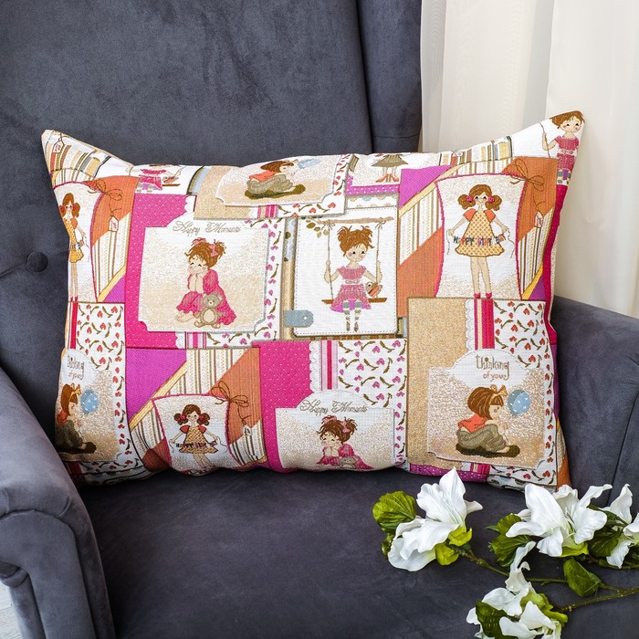 Наволочка из гобелена Детские рисунки Качели 45*63, 370 г/м пэ 100%