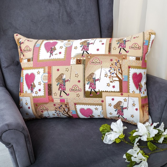 Наволочка из гобелена Детские рисунки Сердце 45*63, 370 г/м пэ 100%