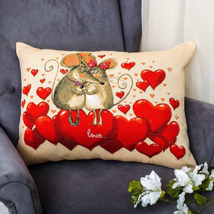 Наволочка из гобелена Люблю Мышки 45*63, 370 г/м пэ 100%