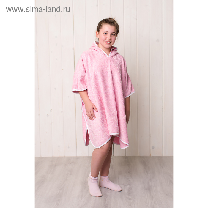 фото Халат-пончо для девочки, размер 80 × 60 см, розовый, махра homeliness