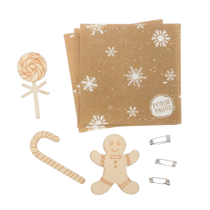 Брошь деревянная «Сладости», набор для создания, 8 × 8 × 1,5 см 2474226