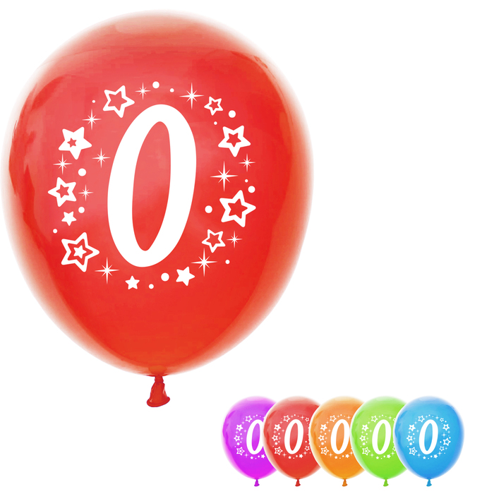 Шар воздушный 12" "Цифра 0", набор 50 шт., МИКС