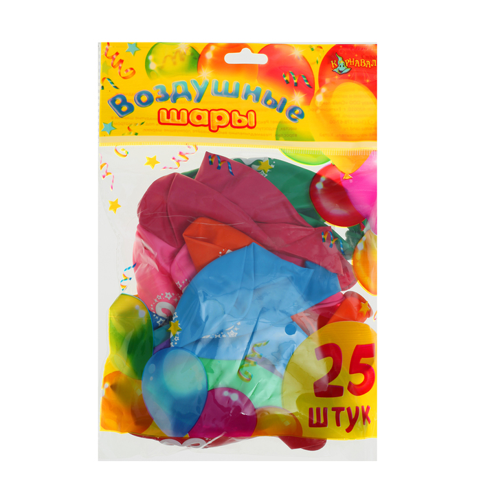 Шар воздушный 12" "Цифра 3", набор 25 шт., МИКС