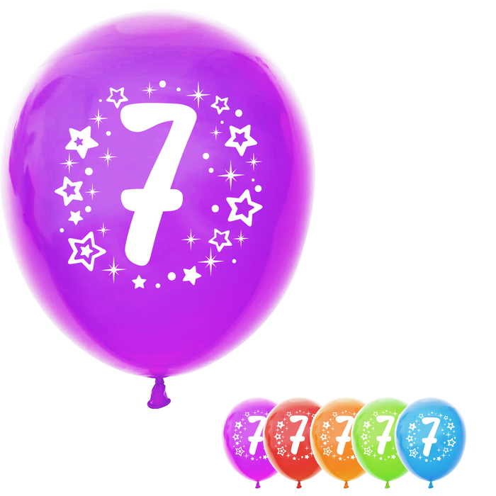 Шар воздушный 12" "Цифра 7", набор 25 шт., МИКС