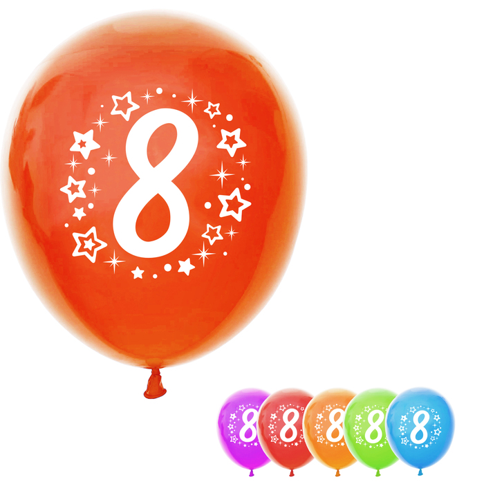 Шар воздушный 12" "Цифра 8", набор 50 шт., МИКС