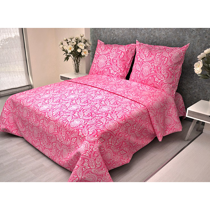 Постельное бельё 2 сп. La Marka Home рис.Огурцы Розовые 69(4) 175х210, 180х210, 70х70 2шт бязь 100г/м, хл1