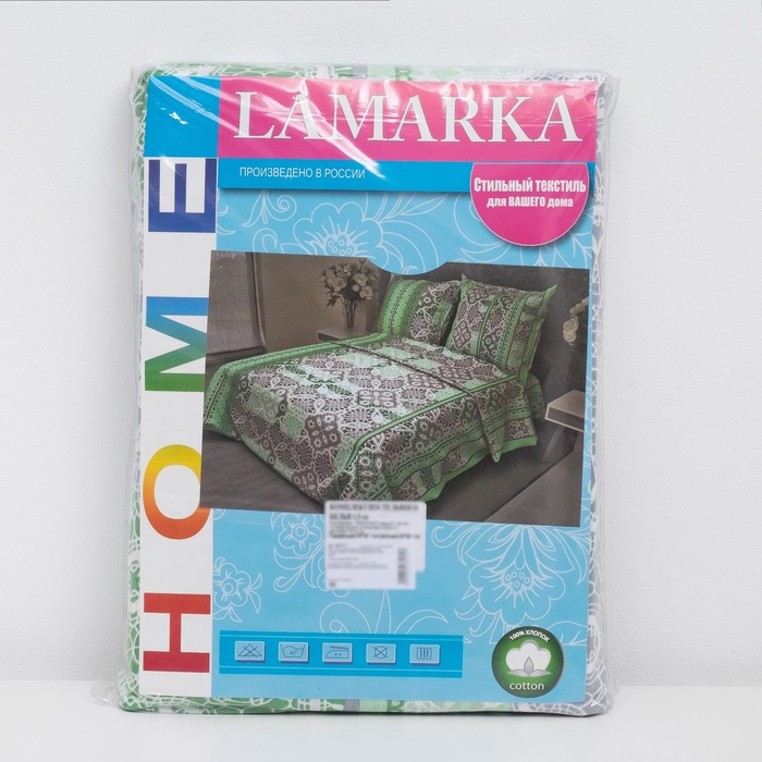 Постельное бельё 2 сп. La Marka Home рис.Кружево зеленое 175х210, 180х210, 70х70 2шт бязь 100г/м, хл100%
