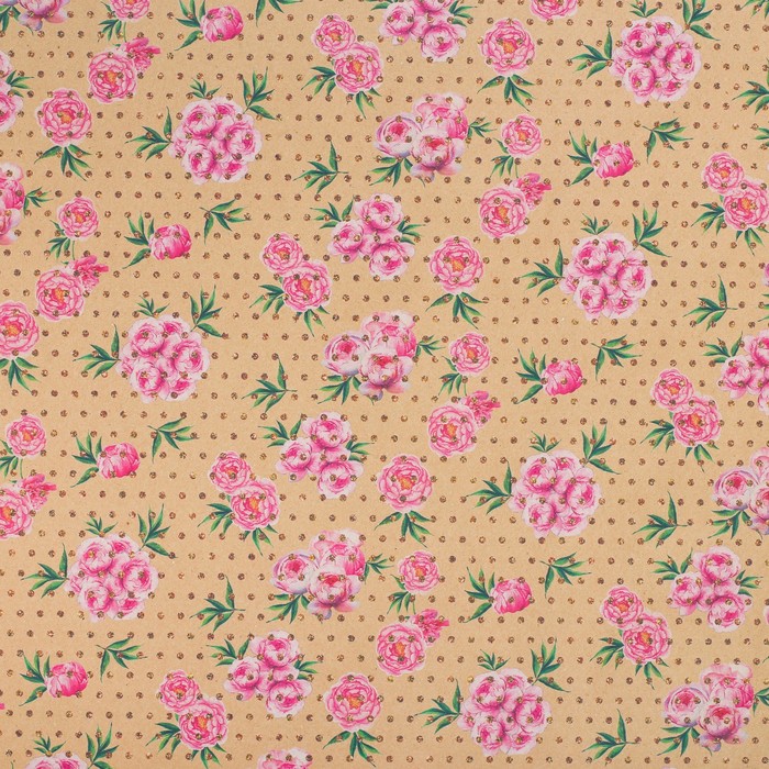 Бумага упаковочная крафтовая «Пионы», 50 × 70 см