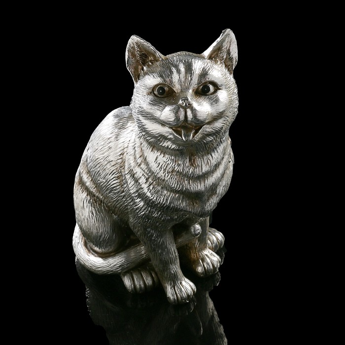 Сувенир «Кошка», посеребрённая