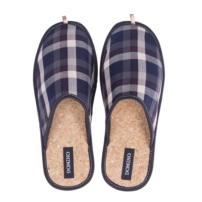 Тапочки мужские Domino арт. DKM-15211, цвет синий,клетка, размер 43/44