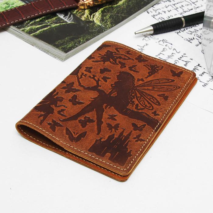 Обложка для паспорта сувенирная "Феи", цвет коричневый