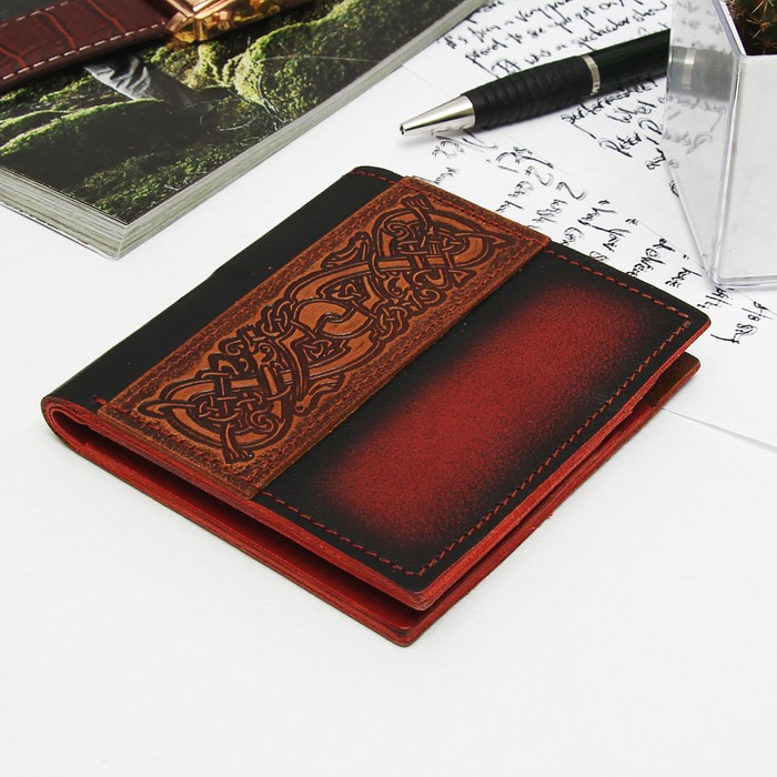 Кошелёк женский, сувенирный, 2 отдела, для карт, цвет красный