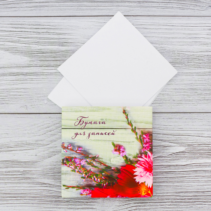 Футляр с бумажным блоком для записей "Цветы"