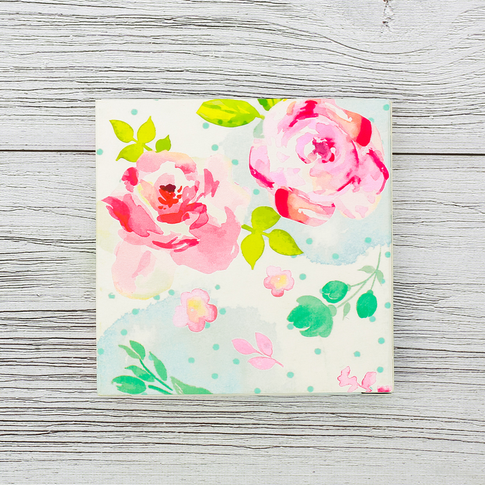 Футляр с бумажным блоком для записей "Акварельные цветы"